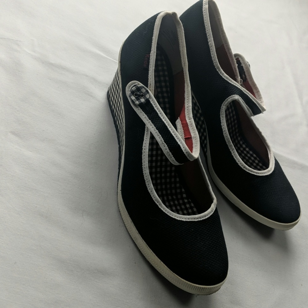 Keds high heel checked shoes NWOT